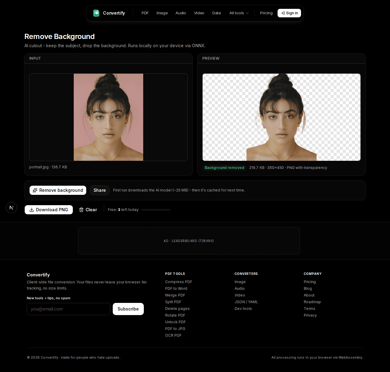 Remove background in Convertify