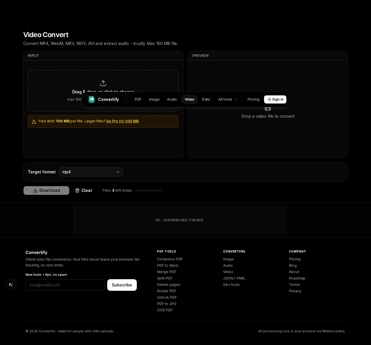 Video converter in Convertify